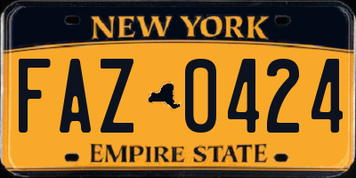 NY license plate FAZ0424