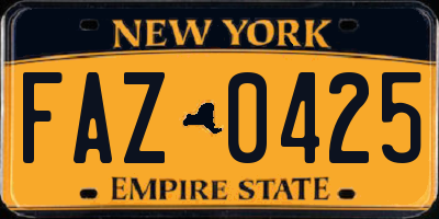 NY license plate FAZ0425