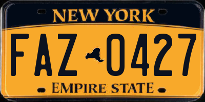 NY license plate FAZ0427