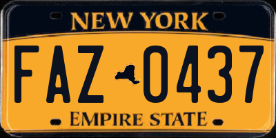 NY license plate FAZ0437