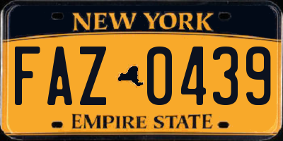 NY license plate FAZ0439