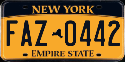 NY license plate FAZ0442