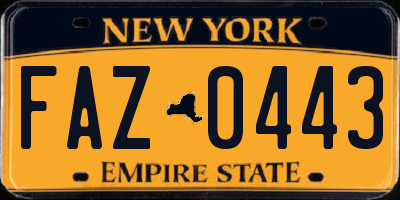 NY license plate FAZ0443