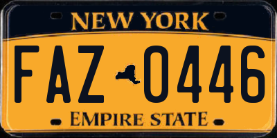 NY license plate FAZ0446