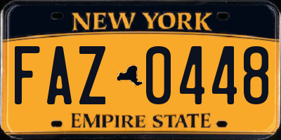 NY license plate FAZ0448