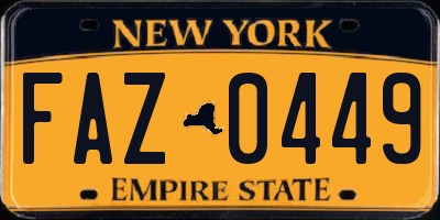 NY license plate FAZ0449