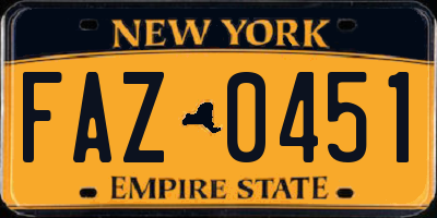 NY license plate FAZ0451