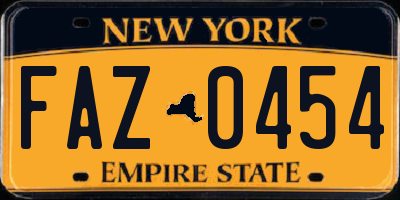 NY license plate FAZ0454