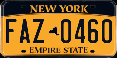 NY license plate FAZ0460