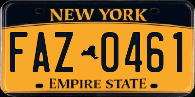 NY license plate FAZ0461