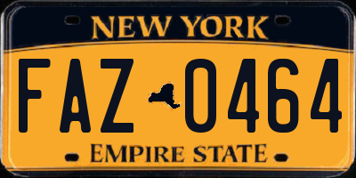 NY license plate FAZ0464