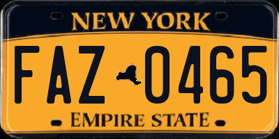 NY license plate FAZ0465