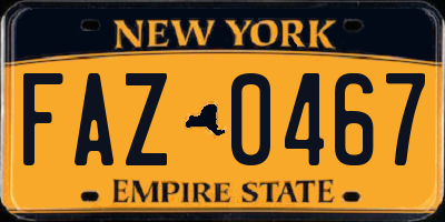 NY license plate FAZ0467