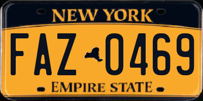 NY license plate FAZ0469