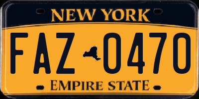 NY license plate FAZ0470