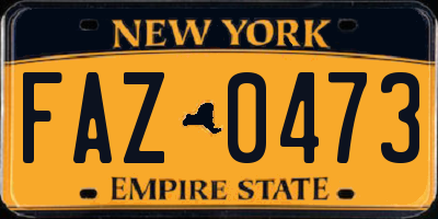 NY license plate FAZ0473