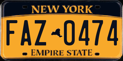 NY license plate FAZ0474
