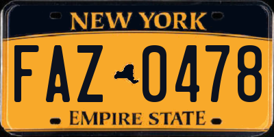 NY license plate FAZ0478