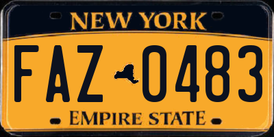 NY license plate FAZ0483