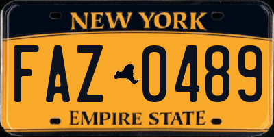 NY license plate FAZ0489