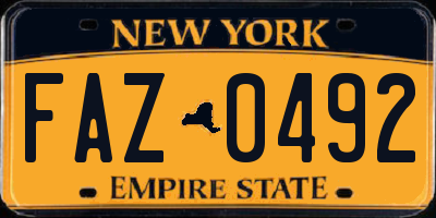 NY license plate FAZ0492