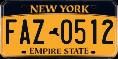 NY license plate FAZ0512