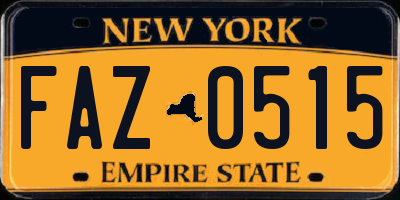 NY license plate FAZ0515