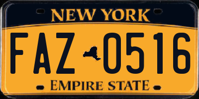 NY license plate FAZ0516