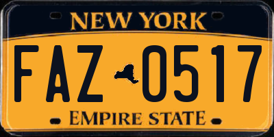 NY license plate FAZ0517