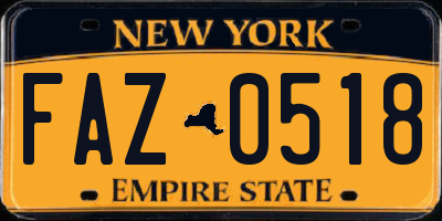 NY license plate FAZ0518