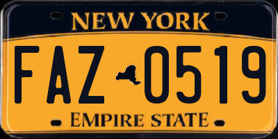 NY license plate FAZ0519