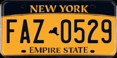 NY license plate FAZ0529