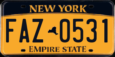 NY license plate FAZ0531
