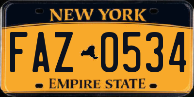 NY license plate FAZ0534