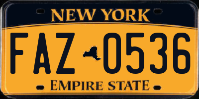 NY license plate FAZ0536