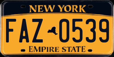 NY license plate FAZ0539