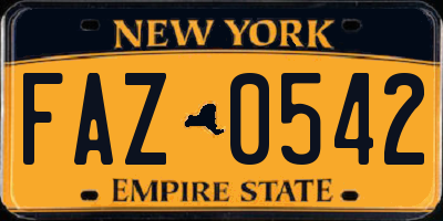 NY license plate FAZ0542