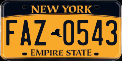 NY license plate FAZ0543