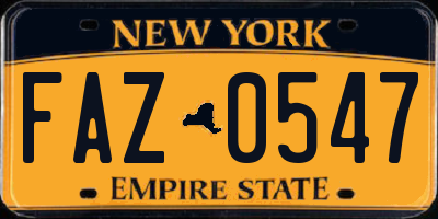 NY license plate FAZ0547