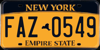 NY license plate FAZ0549