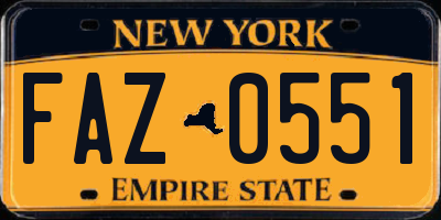NY license plate FAZ0551