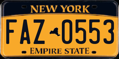 NY license plate FAZ0553
