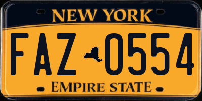 NY license plate FAZ0554