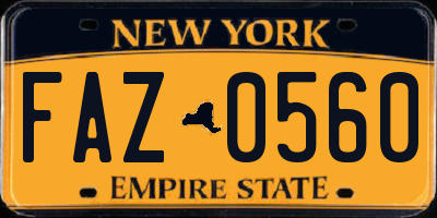 NY license plate FAZ0560