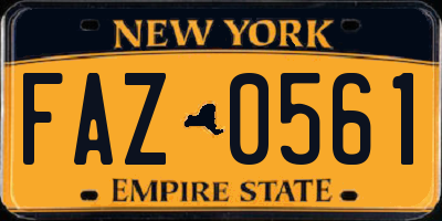 NY license plate FAZ0561