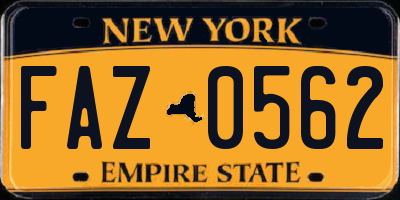 NY license plate FAZ0562