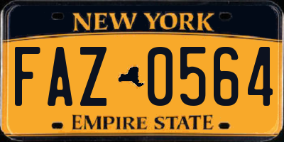 NY license plate FAZ0564