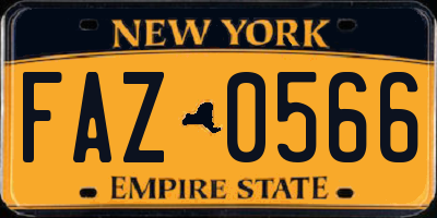 NY license plate FAZ0566