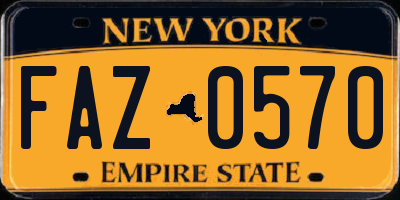 NY license plate FAZ0570