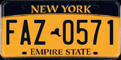 NY license plate FAZ0571